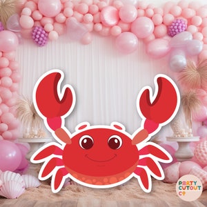 GROTE UITSNIJDING Under the Sea Party Red Crab-uitsparing Oceaandecoratie Ocean Crab Under the Ocean-feestdecor levensgrote knipsel standee