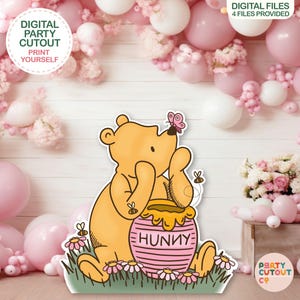 BIG CUTOUT Pink Classic Winnie-The-Pooh Cutout Winnie Prop Classic Winnie-The-Pooh Girl Baby Shower Prop Life Size Cutout Digital Download