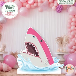 BIG CUTOUT Killer Shark Cutout Under the Sea Party Pink Shark Cutout Great White Shark Under the Ocean Party Decor Life Size Cutout Standee