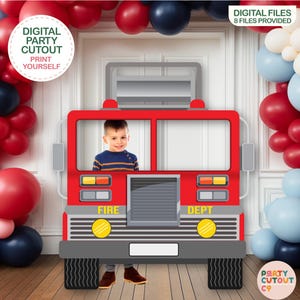 BIG CUTOUT Red Fire Truck Cutout Firetruck Cutout Fire Brigade Prop Fire Truck Photo Prop Firefighter Theme Party Standee Life Size Cutout
