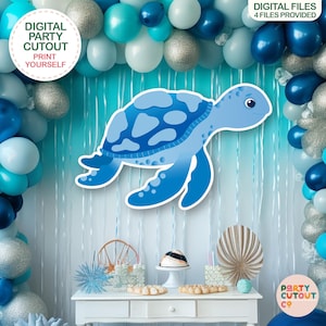 BIG CUTOUT Blue Turtle Cutout Under the Sea Party Ocean Decoration Ocean Turtle Under the Ocean Party Decor Cutout Standee Blue Turtle Prop