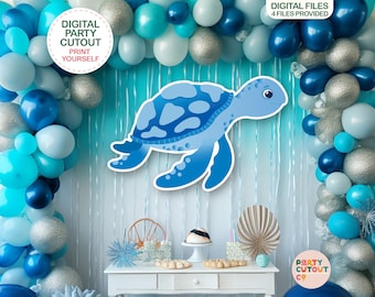 BIG CUTOUT Blue Turtle Cutout Under the Sea Party Ocean Decoration Ocean Turtle Under the Ocean Party Decor Cutout Standee Blue Turtle Prop