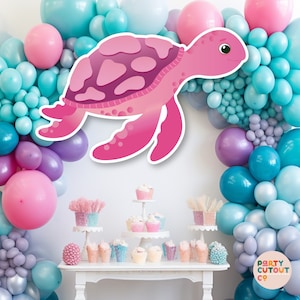 BIG CUTOUT Under the Sea Party Pink Turtle Cutout Ocean Decoration Ocean Turtle Under the Ocean Party Decor Life Size Cutout Standee Turtle