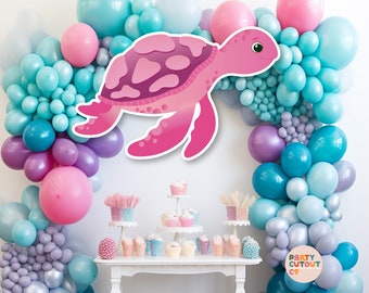 BIG CUTOUT Under the Sea Party Pink Turtle Cutout Ocean Decoration Ocean Turtle Under the Ocean Party Decor Life Size Cutout Standee Turtle