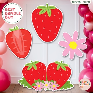 BIG CUTOUT Strawberry Party Strawberry Decoration Fruit Birthday Party Decor Strawberries Cutout Baby Shower Life Size Cutout DIGITAL