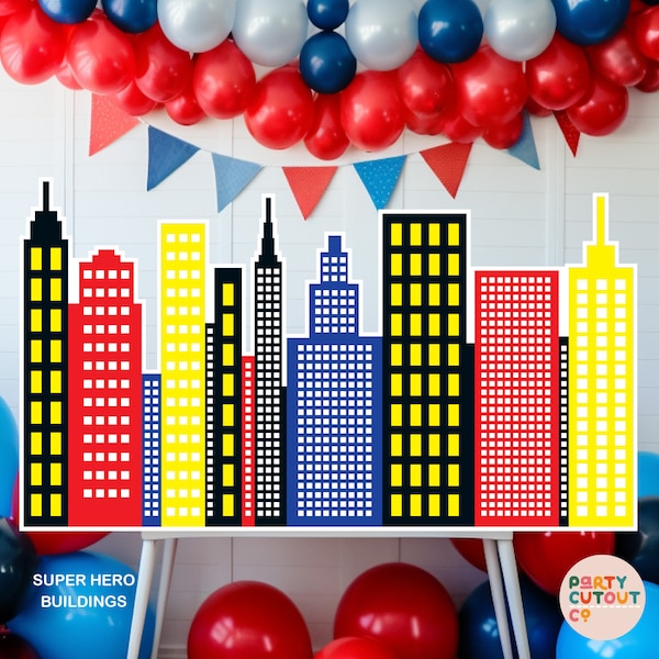 BIG CUTOUT, Super Hero Party, Super Hero Buildings, Super Hero Buildings Cutout, Superhero Party, Superhero Party Decor, Life Size Cutout