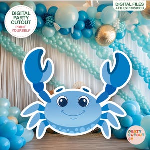 BIG CUTOUT Under the Sea Party Blue Crab Cutout Ocean Decoration Ocean Crab Blue Decor Under The Ocean Party Decor Life Size Cutout Standee