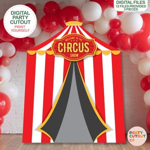 BIG CUTOUT Red Circus Tent Backdrop Circus Party Decor Big Top Prop Stand Up Cutout Carnival Circus Birthday Party Circus Party 3 Piece Prop