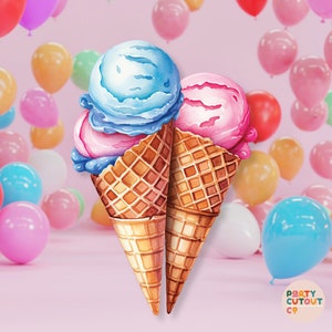 BIG CUTOUT Icecream Party Decoration Ice Cream Props Stand Up Cutout Summer Party Birthday Party Decor Ice-Cream Life Size Cutout