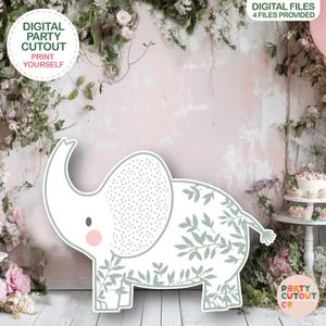 BIG CUTOUT Elephant Cutout Baby Shower Decoration Baby Elephant Decor Green Elephant Baby Shower Party Life Size Cutout Standee Elephant