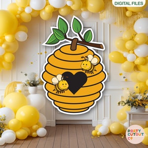GRAN CUTOUT Abeja Colmena Fiesta Abeja Prop Abeja Fiesta Abeja Colmena Abeja Bebé Ducha Stand Up Cutout Props Fiesta de Cumpleaños Tamaño Natural Recorte Standee