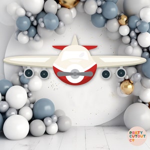 BIG CUTOUT Plane Party Travel Red Plane Decor Aircraft Props Wall Sign Cutout Plane Party Ideas Aircraft Life Size Cutout Digital Jet Plane