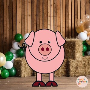 BIG CUTOUT Pig Animal Decorations Farm Theme Props Pink Pig Prop Country Farm Cutout Pig Stand Up Props Birthday Party Decor DIGITAL