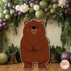 BIG CUTOUT Woodland Bear Baby Shower Oso Camping Fiesta Woodland Animales Oso Montaña Baby Shower Grizzly Bear Tamaño Natural Recorte Lindo Oso