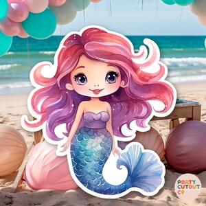 BIG CUTOUT Mermaid Party Pink Mermaid Cutout Mermaid Decoration Under the Ocean Party Decor Life Size Cutout Standee Girls Birthday