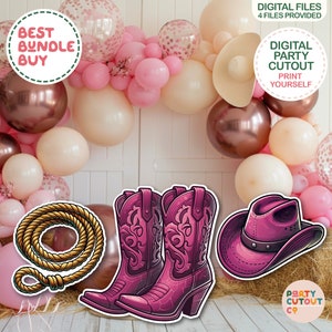BIG CUTOUT Cowgirl Party Pink Cowgirl Boots Lasso Decor Western Themed Big Decor Cowgirl Party Prop Cowgirl Hat Life Size Cutout Baby Shower