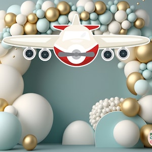 BIG CUTOUT Red Plane Cut Out Aircraft Props Plane Pilot Cutout Travel Theme Baby Shower Oh My Time Flies Aeroplane Adventure Awaits Cutout