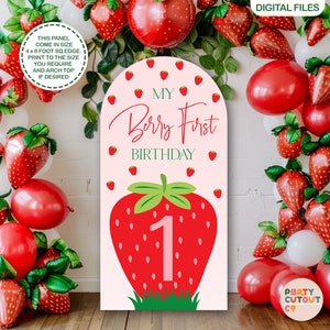 BIG BACKDROP Strawberry Party Strawberry Wall Prop My Berry First Birthday Party Strawberry Banner My Berry First Birthday Ideas Fruit Party