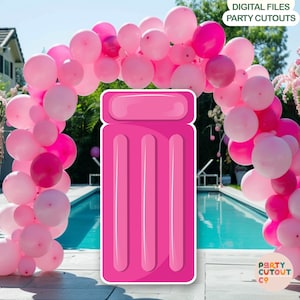 BIG CUTOUT Pink Inflatable Pool Bed Cutout Beach Party Pool Party Tropical Party Inflatable Pool Lounge Life Size Cutout Summer Party Idea