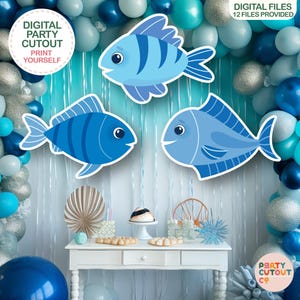 BIG CUTOUT Blue Fish Cutouts Under the Sea Party Ocean Decor Fish Under the Ocean Party Decor Life Size Cutout Nautical Party Fishing Party