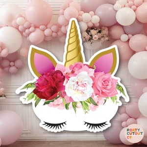GRAN CUTOUT Unicornio Recorte Unicornio Decoración Unicornio Corona con Ojos Hada Fiesta Decoración Princesa Fiesta Tamaño Natural Recorte Standee