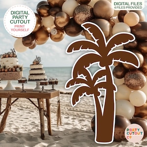 BIG CUTOUT Brown Palm Tree Beach Party Hippie Birthday Party 70s Party Pool Party Palm Tree Birthday Party Life Size Cutout Standee Coconut