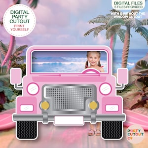 BIG CUTOUT Pink Car Cutout Pink Truck Car Photo Prop Car Prop Beach Party Military Car Girl Army Party Lifesize Cutout Pool Party Doll Party