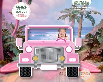 BIG CUTOUT Pink Car Cutout Pink Truck Car Photo Prop Car Prop Beach Party Military Car Girl Army Party Lifesize Cutout Pool Party Doll Party