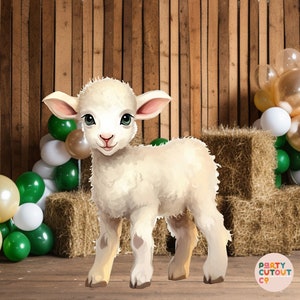 BIG CUTOUT Sheep Animal Decorations Farm Theme Prop Baby Lamb Prop Country Farm Cutout Stand Up Props Birthday Decor Life Size Cutout