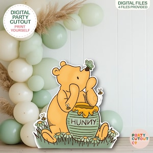 BIG CUTOUT Green Classic Winnie-The-Pooh Cutout Winnie Prop Classic Winnie-The-Pooh Neutral Baby Shower Prop Life Size Cutout Digital