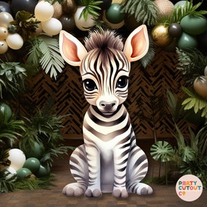 BIG CUTOUT Jungle Zebra Animal Decorations African Safari Theme Props Jungle Prop Zebra Cutout Stand Up Props Party Decor DIGITAL