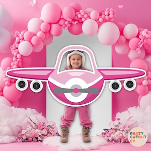 BIG CUTOUT Pink Plane Party Photo Prop Airplane Photo Prop Cutout Props Girl Birthday Party Plane Photo Prop Travel Party Life Size Cutout