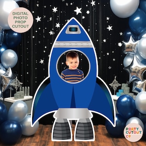 GRANDES RECORTES DE COHETES PARA FIESTA DE CUMPLEAÑOS Decoraciones espaciales Accesorio fotográfico Fiesta de cohetes azules Cumpleaños de astronautas Ideas para fiestas de cohetes recortables en el espacio exterior