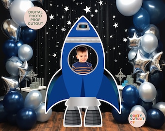 BIG CUTOUT Rocket Birthday Party Space Decorations Photo Prop Blue Rocket Party Astronaut Birthday Outer Space Cutout Rocket Party Ideas