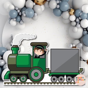 BIG CUTOUT Green Train Decoration Train Prop Train Stand Up Cutout Props Choo Choo Train Prop Party Decor Party Sign Life Size Cutout