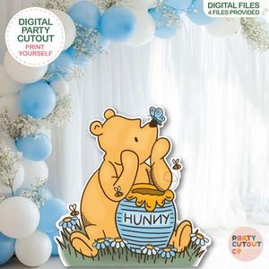 BIG CUTOUT Blue Classic Winnie-The-Pooh Cutout Winnie Prop Classic Winnie-The-Pooh Boy Baby Shower Prop Life Size Cutout Digital Download