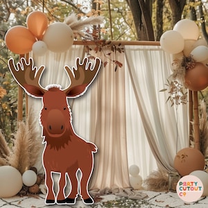Gran recorte, alce del bosque, baby shower, fiesta de camping, animales del bosque, alce canadiense, alce del bosque, tamaño real, cumpleaños de alce recortado