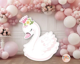 BIG CUTOUT, White Swan with Flower Crown, Swan Prop, Ballet Prop, White Swan Cutout, Cute Swan, Birthday Party Decor, Life Size Cutout