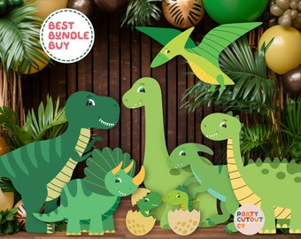 BIG CUTOUT, Dinosaur Cut Out Decorations, Green Dinosaur Props, Dinosaur Stand Alone Cutouts, Dinosaurs, Birthday Party, Life Size Cutout