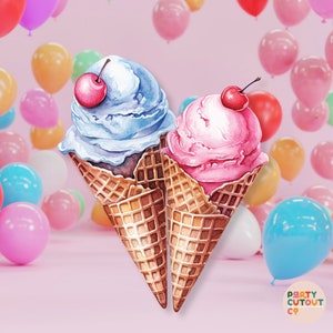 BIG CUTOUT Icecream Party Decoration Ice Cream Props Stand Up Cutout Summer Party Birthday Party Decor Ice-Cream Life Size Cutout