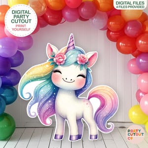 BIG CUTOUT Rainbow Unicorn Party Unicorn Decoration Rainbow Unicorn Baby Unicorn Watercolor Pony Party Cutout Standee Pastel Unicorn Horse
