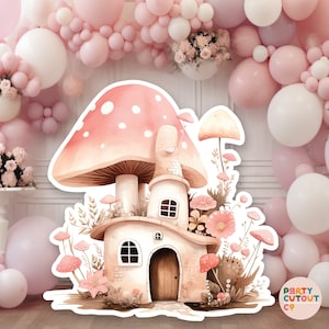 Building Mushroom Fairy House - Laser Cut Out Unfinished Wood Craft Shape BLD88 Building Mushroom Fairy House - Laser Cut Out Unfinished Wood Craft Shape BLD88