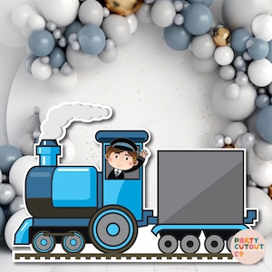 BIG CUTOUT Blue Train Decoration Train Props Train Stand Up Cutout Props Choo Choo Train Prop Party Decor Party Sign Life Size Cutout