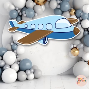 BIG CUTOUT Plane Party Blue and Brown Plane Decoration Aircraft Props Wall Prop Boys Birthday Party Decor Party Sign Life Size Cutout Plane