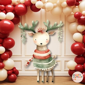 BIG CUTOUT Christmas Reindeer Cutout Christmas Decorations Reindeer Decorations Christmas Props Deer Christmas Decor Life Size Cutout