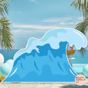 BIG CUTOUT Beach Wave Beach Party Hippie Birthday Party Pool Party Surfing Party Ocean Wave Birthday Party Life Size Prop Standee Wave Aloha