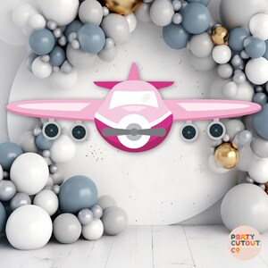 BIG CUTOUT Pink Plane Decor Travel Party Cutout Prop Airplane Birthday Party Plane Party Ideas Aircraft Life Size Cutout Digital Jet Plane