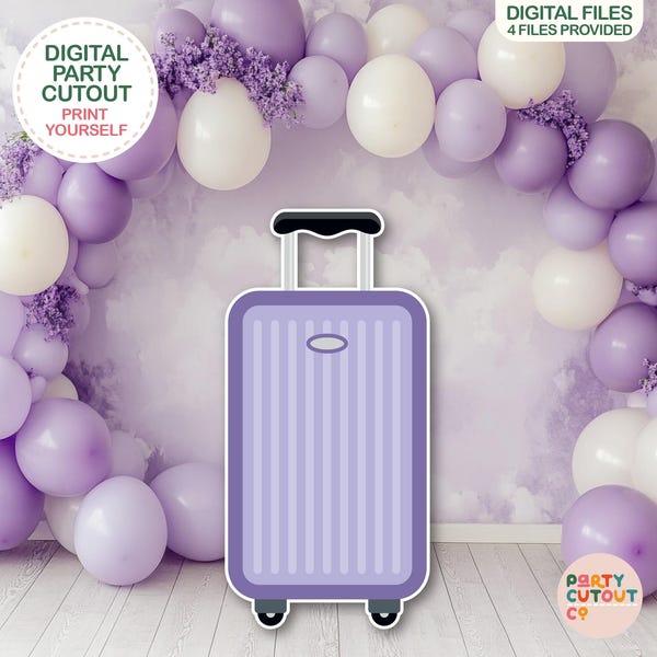 BIG CUTOUT Purple Suitcase Cutout Travel Party Ideas Plane Party Ideas Farewell Party Plane Prop Luggage Cutout Life Size Cutout Travel Case