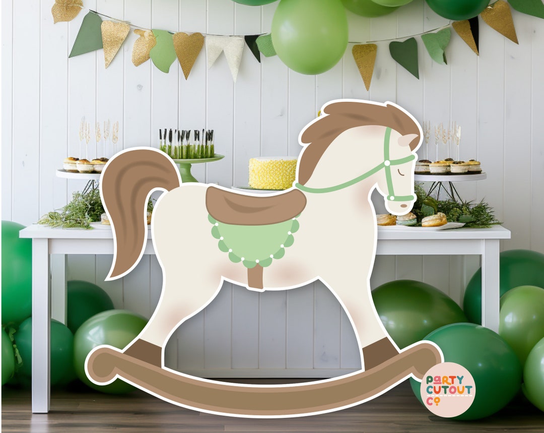 BIG CUTOUT Green Rocking Horse Horse Decoration Rocking Horse Prop Wall ...
