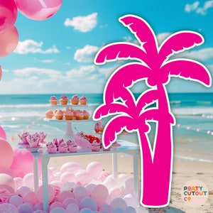 BIG CUTOUT Hot Pink Palm Tree Beach Party Hippie Birthday Party 70s Party Pool Party Palm Tree Birthday Party Life Size Cutout Standee Palm